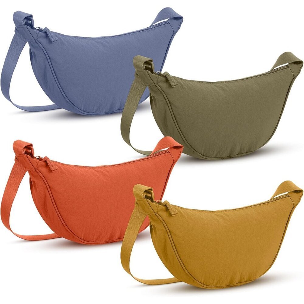 4 Pcs Nylon Crescent Crossbody Purses Sets for Women Men Travel Shoulder Bags - Picture 1 of 6
